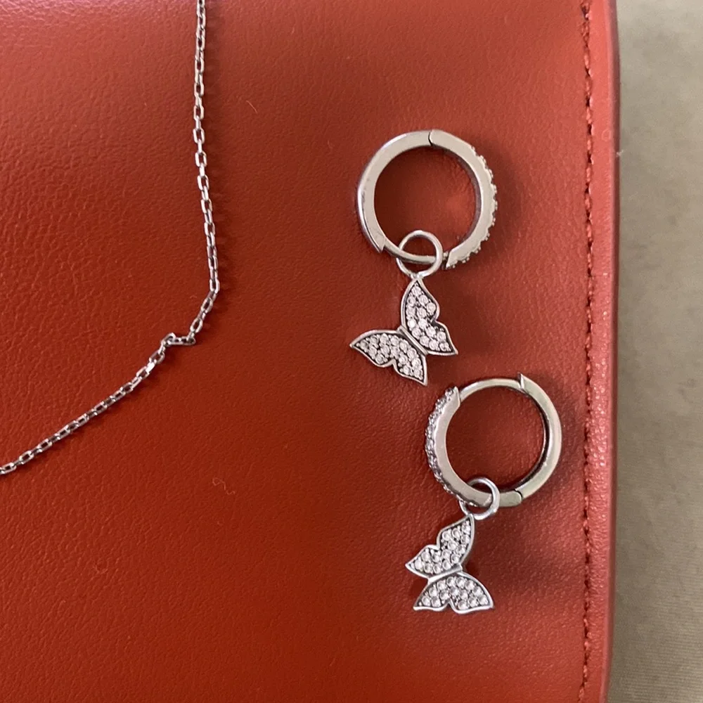 SHOP PAIGE NY Silver Butterfly Huggie Earrings - Picture 1 of 2